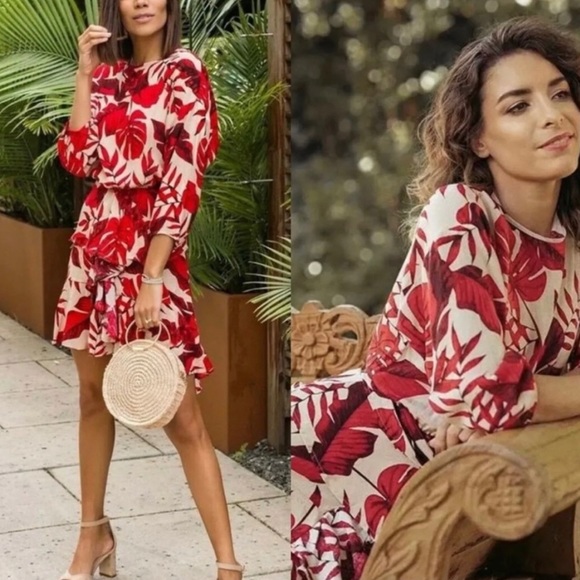 H&M Dresses & Skirts - Johanna Ortiz X H&M Flounced Tiered Palm Print Dress XXL